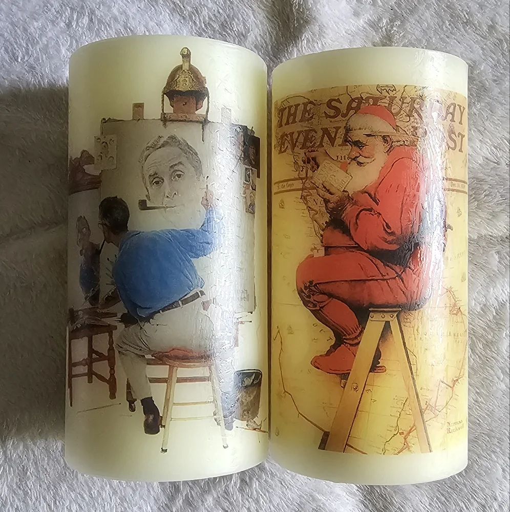 Norman Rockwell Flameless Candles 3 x 6 - Set